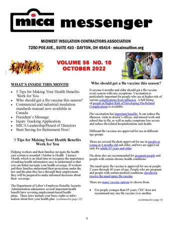 MICA Newsletter - October 2022 Cover