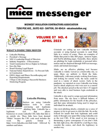 MICA Newsletter - April 2023 Cover